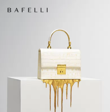 BAFELLI 女用包，新款，優雅手提包，女性風格，金色 K 牌真皮肩背包，奢華品牌錢包，2025 年款