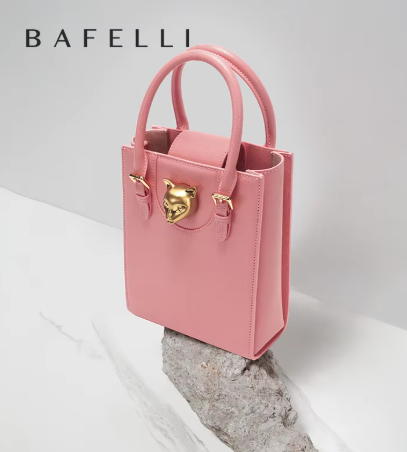 BAFELLI 2025 新款女士手提包，貓咪圖案，奢華品牌設計師風格，時尚休閒肩包，迷你托特包，斜背包
