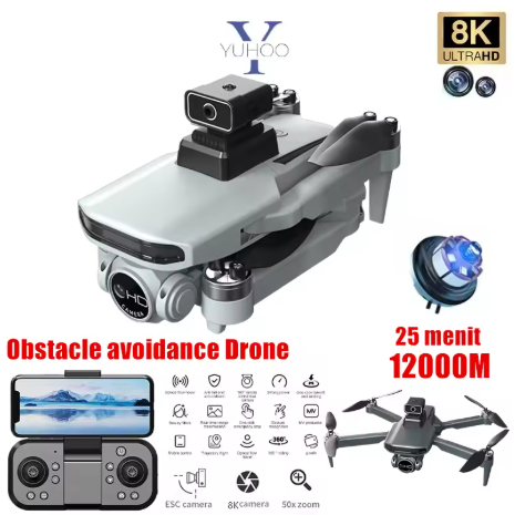 最新X37無人機，配備專業8K高畫質攝影機、光流計、5G WiFi、FPV、360°避障、無刷遙控四軸飛行器