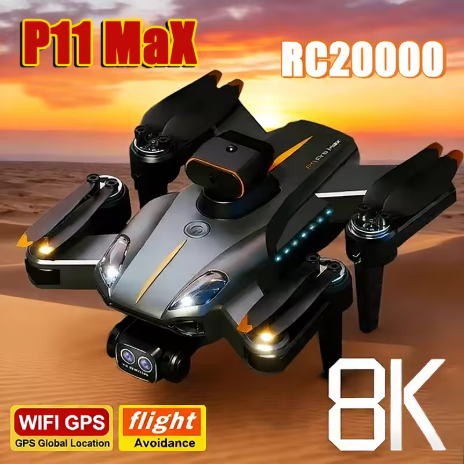 P11 Max GPS 無人機，8K 高清，5G，專業航拍，雙攝像頭，避障，無刷四軸飛行器，20000 公尺距離，2026 年新款