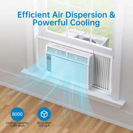 6000 BTU 窗型空調，WiFi 智慧空調，配備遙控器和 App 控制，具有定時功能，適用於面積達 350 平方英尺的房間，115V/60Hz